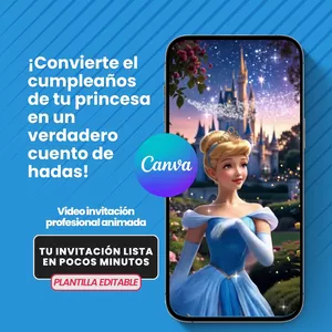 Imagen de portada para Ebook Plantilla Editable De Video Invitación Princesa C.