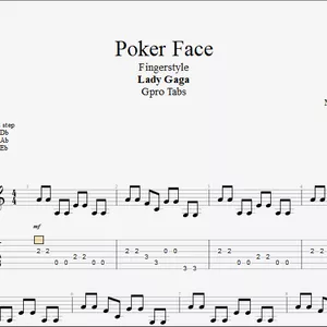 Imagem de capa para o Ebook Poker Face - Tab Fingerstyle PDF
