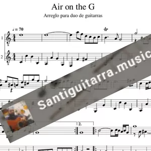 Imagen de portada para Ebook Partitura de guitarra Air in G. J.S Bach