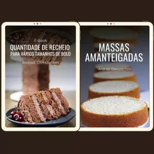 COMBO EBOOK-S MASSAS + QUANTIDADE DE RECHEIO PARA VÁRIOS TAMANHOS DE BOLO por Andrieli Olekszechen