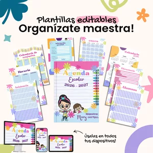Imagen de portada para Ebook Agenda Escolar Digital Editable e Imprimible 2026–2027 | Organización práctica para maestras