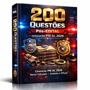 Imagem de capa para o Ebook 200 Questões Pós-Edital – Concurso PM AL 2026 – Banca Cebraspe – Soldado e Oficial: Código de Trânsito Brasileiro (Lei nº 9.503/1997) e Estatuto da Criança e do Adolescente (Lei nº 8.069/1990)