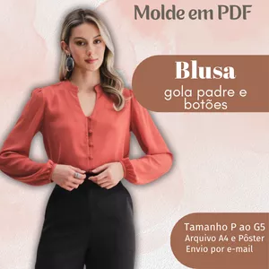 Imagem de capa para o Ebook MOLDE EM PDF BLUSA GOLA PADRE E BOTÕES 