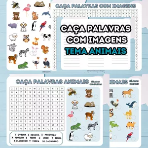 Imagem de capa para o Ebook CAÇA PALAVRAS TEMA ANIMAIS