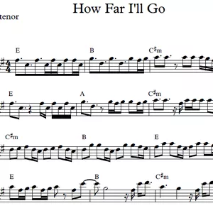 Imagem de capa para o Ebook How Far I'll Go - Sax Tenor