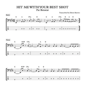 Cover image for Ebook HIT ME WITH YOUR BEST SHOT (Pat Benatar) Bass Transcription, Score &amp; Tab Lesson