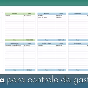 Imagem de capa para o Ebook Planilha Controle de Gastos - Excel