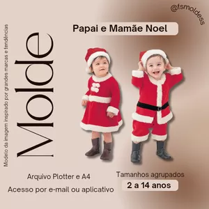 Imagem de capa para o Ebook Molde fantasia mamãe e papai noel infantil 