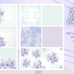 Imagem de capa para o Ebook Kit de Papéis para Scrapbooking Azul Floral