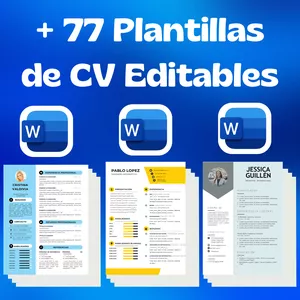 Pack de +77 Plantillas de Currículum Vitae Editables en Word - Vent...