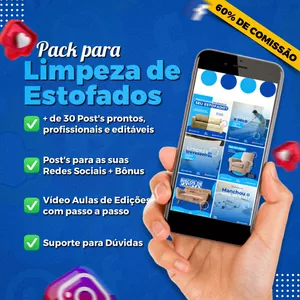 Imagem do curso Pacote +30 Artes Feed Organizado para Limpeza de estofados - Pack Canva