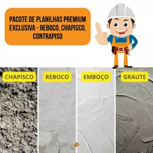 Imagem de capa para o Ebook Pacote de Planilhas PREMIUM EXCLUSIVA - Reboco, Chapisco, Contrapiso
