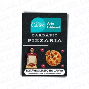 Imagem principal do produto Canva Pack Editável - Cardápio de Pizzaria + 5 Kits Bônus