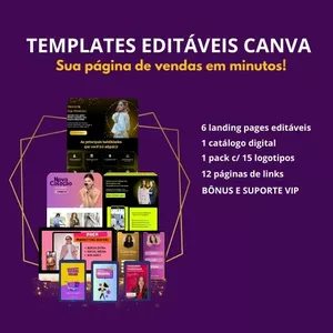Imagem de capa para o Ebook TEMPLATES EDITÁVEIS CANVA | PÁGINAS DE VENDA PRONTAS!!!