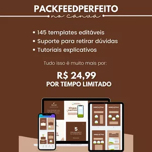 Imagem de capa para o Ebook Pack feed perfeito no canva