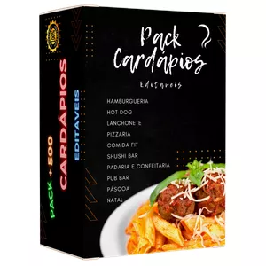 Imagem de capa para o Ebook PACK + 500 CARDÁPIOS EDITÁVEIS