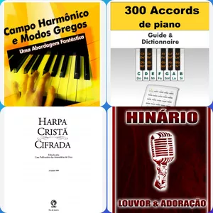 Imagem de capa para o Ebook CAMPO ARMÔNICO E MODOS GREGOS. 300 ACORDES DE PIANO. HARPA CRISTÃ CIFRADA.HINÁRIO LOUVOR ADORAÇÃO