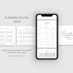 Imagem de capa para o Ebook Planner digital 2024 - para alavancar as notas na faculdade