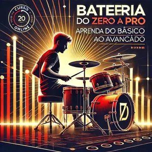 Imagem de capa para o Curso online Bateria Do Zero ao Pro – Torne-se um baterista completo! 🥁