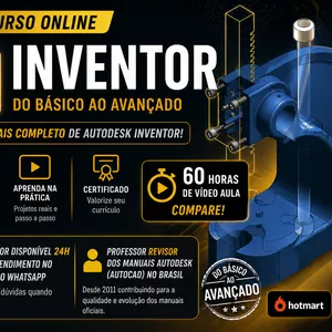 Imagem do curso Inventor Completo – Curso Criado por Revisor dos Manuais da Autodesk no Brasil * 60 horas-aula *