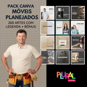 Imagem de capa para o Curso online 200 Artes - Móveis Planejados - Editáveis Em Canva + Bônus
