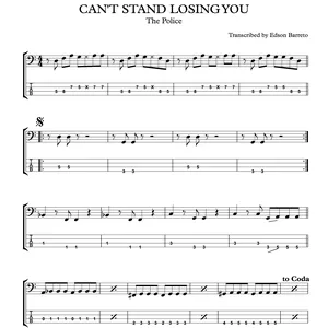 Main image of product CAN'T STAND LOSING YOU (The Police) Bass Score & Tab Lesson