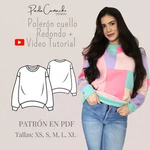 Imagen de portada para Curso online Patrón de Polerón (Sudadera) cuello redondo - Tallas: XS, S, M, L, XL 