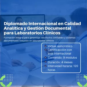 Imagen de portada para Curso online Diplomado Internacional en Calidad Analítica y Gestión Documental para Laboratorios Clínicos