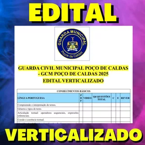 Imagem de capa para o Ebook EDITAL VERTICALIZADO GUARDA CIVIL MUNICIPAL POÇO DE CALDAS - GCM POÇO DE CALDAS 2025
