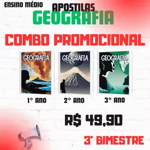 Imagem de capa para o Ebook Combo Promocional - GEOGRAFIA - 1° , 2°, 3° ano - Ensino Médio - 3° Bimestre 