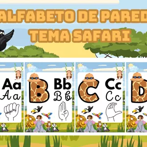 Imagem de capa para o Ebook 🌟✨ Kit Alfabeto de Parede - Tema Safari