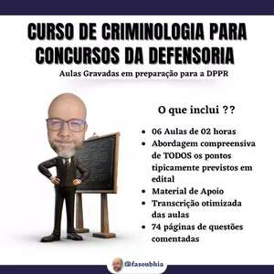 Imagem de capa para o Curso online Curso de Criminologia para Concursos da Defensoria 2.0