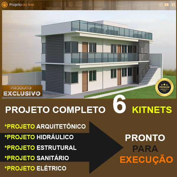 Projeto Completo 6 Kitnets para investir, construir e alugar - RENDA PASSIVA por Bender-Projeto ONLINE