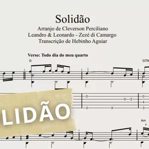 Imagem de capa para o Ebook Solidão - Leandro e Leonardo: Transcrição p/ Violão Solo (Fingerstyle) c/ Tablatura, Partitura e Cifra. (Arranjo de Cleverson Perciliano).