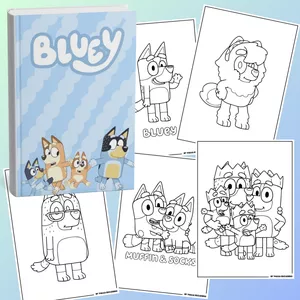 Imagen de portada para Ebook 📘 Libro para Colorear de Bluey para Niños – 15 Páginas Imprimibles en PDF