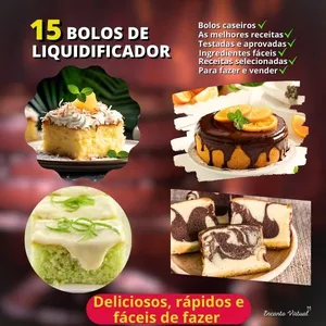 Imagem de capa para o Ebook Ebook bolos caseiros - 15 Bolos de liquidificador (em Pdf)