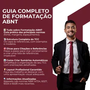 Imagem de capa para o Ebook GUIA COMPLETO FORMATAÇÃO ABNT PARA TCC! + MODELO de TCC