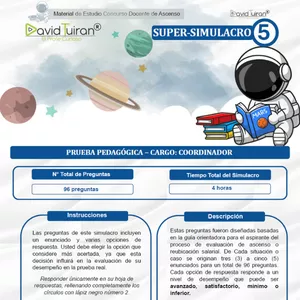 Imagen de portada para Ebook Super Simulacro #5: Prueba Pedagógica Coordinadores (Ascenso) - David Tuirán