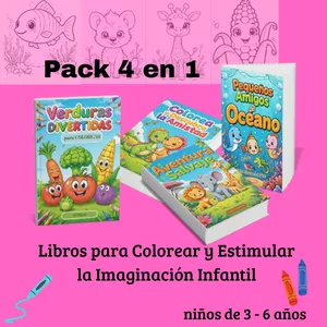 Imagen de portada para Ebook Pack 4 en 1: Libros para Colorear y Estimular la Imaginación Infantil