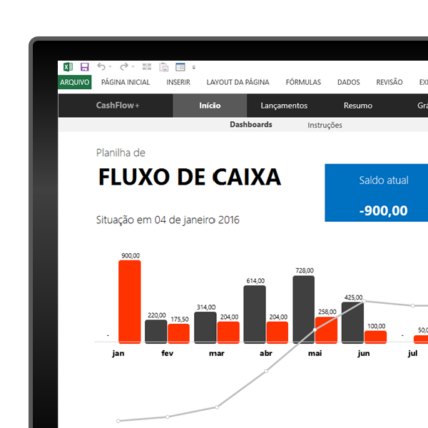 Planilha Controle avançado de Fluxo de Caixa em Excel