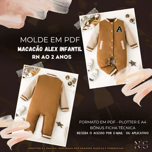 Imagem de capa para o Curso online NS Molde em PDF - Macacão Alex Infantil RN ID 3810502 [RN ao 2 anos]✨