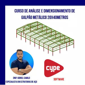 Curso de análise e dimensionamento de galpão metálico 20x40 metros