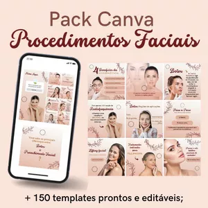 Curso PACK CANVA PROCEDIMENTOS FACIAIS 