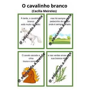 Imagem de capa para o Ebook Flash cards poema O cavalinho branco (Cecília Meireles)