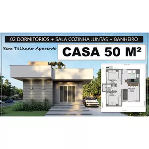 Imagem de capa para o Ebook PROJETO DE CASA 50 M2 | ARQUITETÔNICO + IMAGENS 3D +ARQUIVOS EM DWG, IFC E PDF
