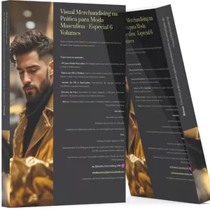 Imagem de capa para o Ebook Coleção Visual Merchandising na Prática para  Moda Masculina 6 volumes em 1