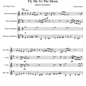 Cover image for Ebook Fly me to the moon-saxophone quartet