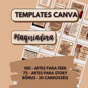 Imagem de capa para o Curso online Pack canva templates maquiadora
