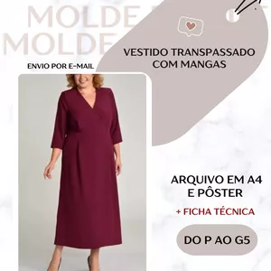 Imagem de capa para o Ebook Vestido Transpassado com Mangas - Molde em PDF