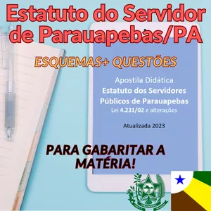 Imagem de capa para o Ebook Concurso Parauapebas 2023 Apostila Didática Estatuto dos Servidores Públicos de Parauapebas + Questões